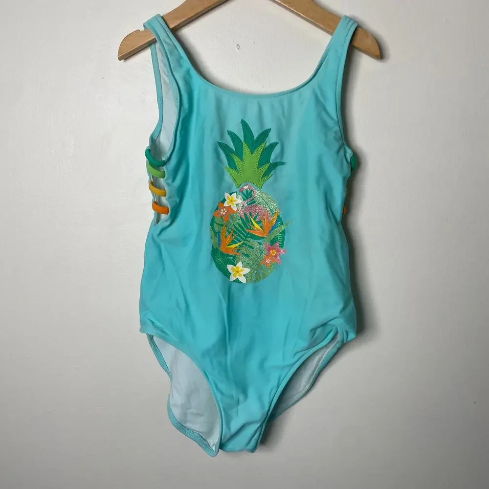 Zara Tropical Pineapple One Piece Swim Suit 8/9